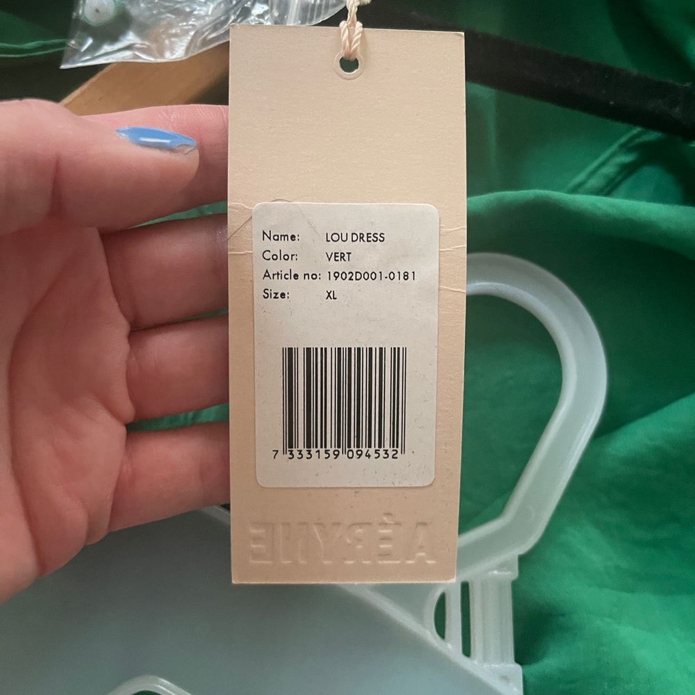 Aeryne Lou Dress Vert (Green) 2019 silk dress, Paris fashion